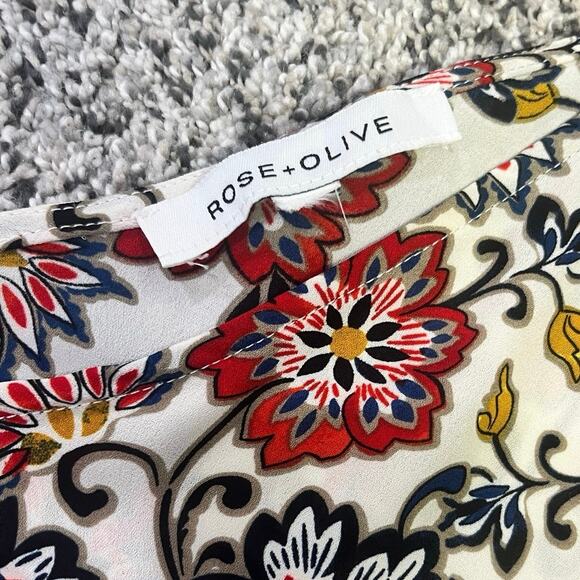 🌟3 for $35🌟 Rose & Olive Boho Peasant Tie Back Blouse, Long Sleeve L, Red/White - Picture 2 of 8